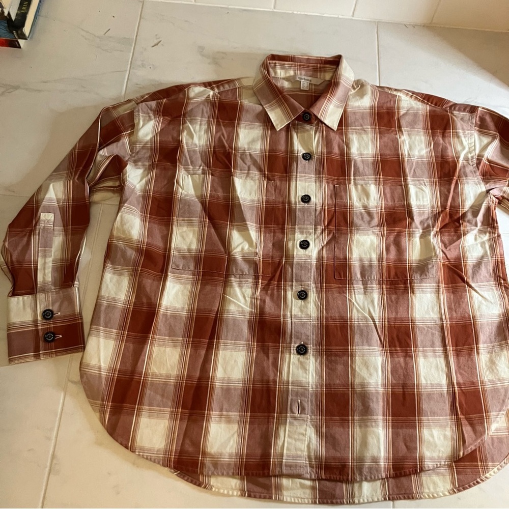 Barbour Casual Plaid Shirt - burnt Red and Cream. Like new!